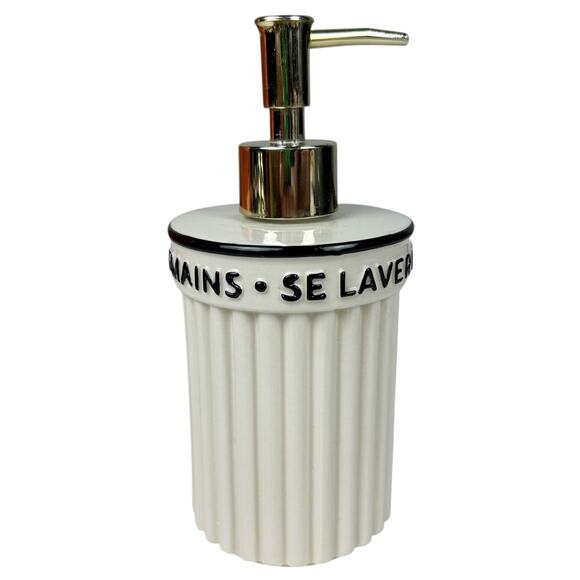 Anthropologie White Ceramic Claudette Gold Tone Soap Dispenser - Picture 3 of 6